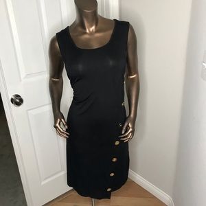 Black dress mid length cotton w/ gold buttons.